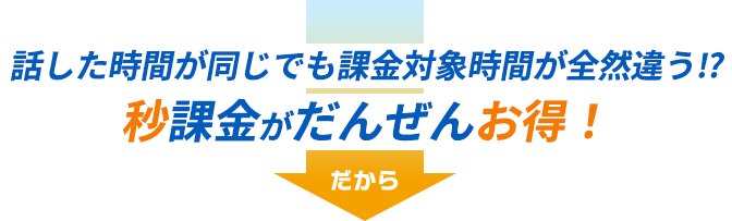 話した時間が同じでも課金対象時間が全然違う??秒課金がだんぜんお得！